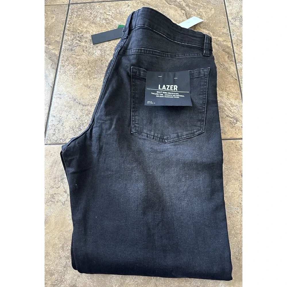LAZER BRAND BLACK 36X30 straight FIT STRETCH JEANS MENS NWT
